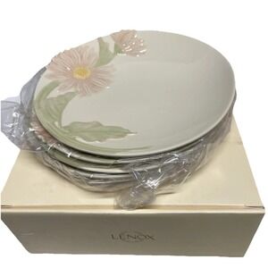Lenox Floral Blossoms Daisy Dessert Plates Set of 4 NEW Boxed